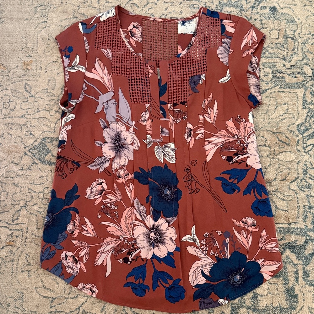 Daniel Rainn Rust Floral Blouse